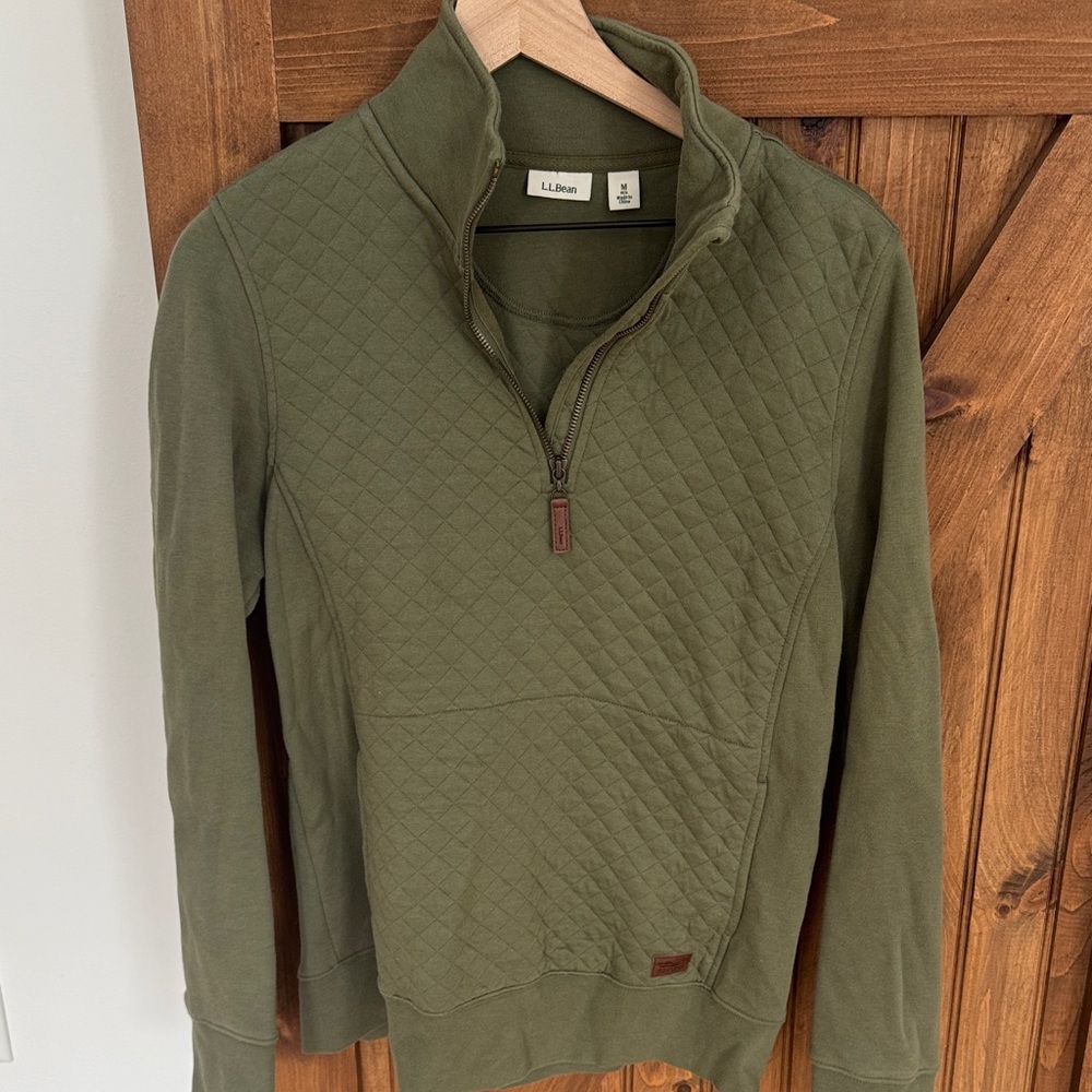 L.L. Bean Women’s Olive Green Quilted Sweater